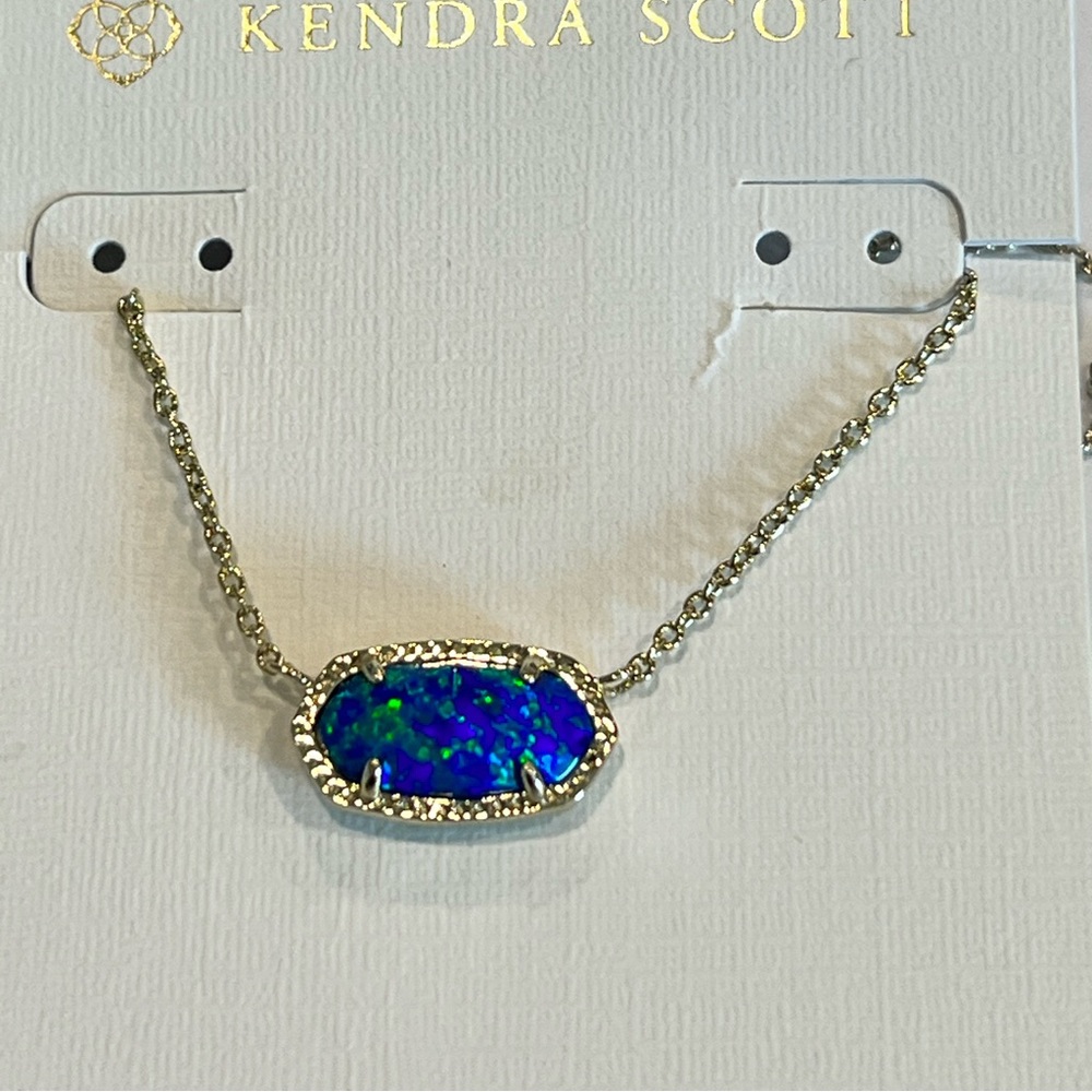 NWT Kendra Scott Elisa Blue Opal & Yellow Gold Retired Stunning Opal Very Rare! - Picture 8 of 14
